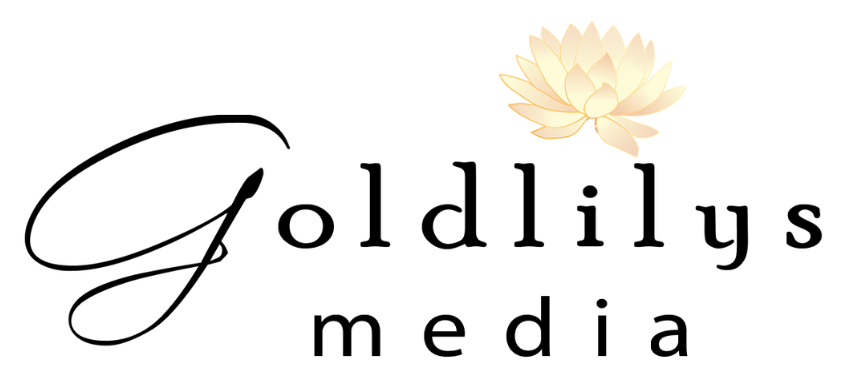 A white lotus flower above black background with text reading 'Godrys media'.
